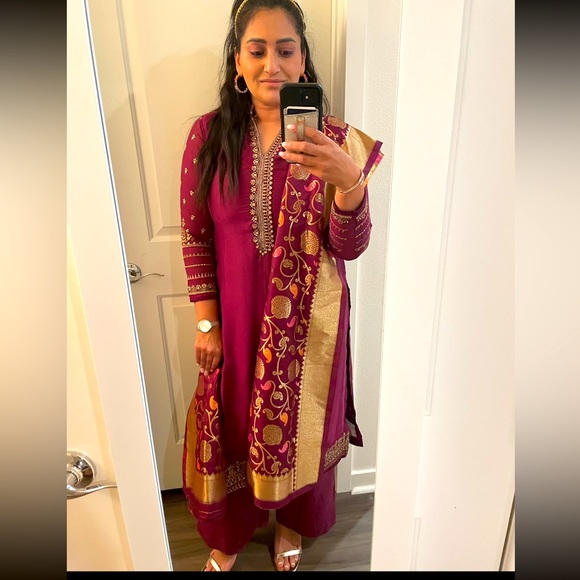 loveleen Other - Punjabi suit dupatta purple gold pajama salwar kameez fashion indian Pakistan